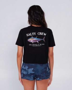 Black Salty Crew Big Blue Crop Tee | 72USXLBWP