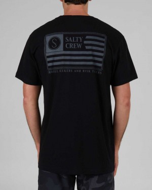 Black Salty Crew Freedom Flag Grey Classic Tee | 96SUCIROJ