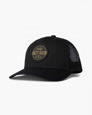 Black Salty Crew Outlined Retro Trucker Hat | 81WJGFKUC