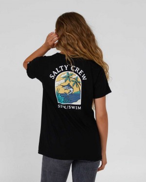 Black Salty Crew Sail Away Boyfriend Tee | 80ZUVHBSG