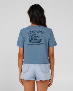 Bluestone Salty Crew Floats Your Boat Crop Tee | 28QSEYTHP