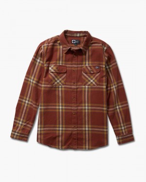 Brick Red Salty Crew Landfall Flannel | 18ENLIMGC