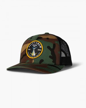 Camo Salty Crew Bottom Dweller Retro Trucker Hat | 30VKOWEIH