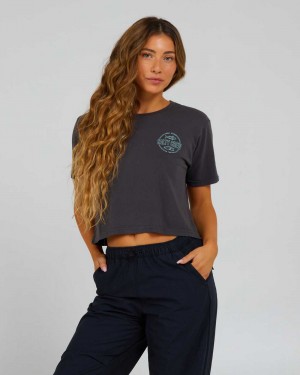 Charcoal Salty Crew Outlined Crop Tee | 08AJZDOTG