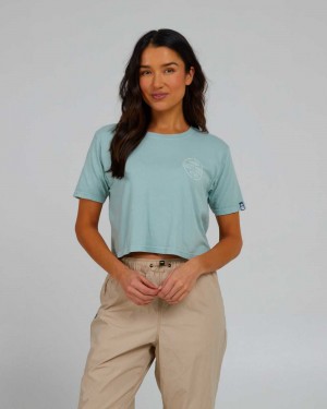 Cloud Blue Salty Crew Outlined Crop Tee | 87TJKGUFS