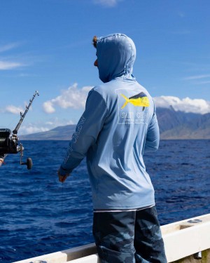 Marine Blue Salty Crew Golden Mahi Hood Sunshirt | 25VCRFQAU