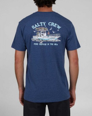 Navy Heather Salty Crew Fish On Classic Tee | 70AQPNZXD