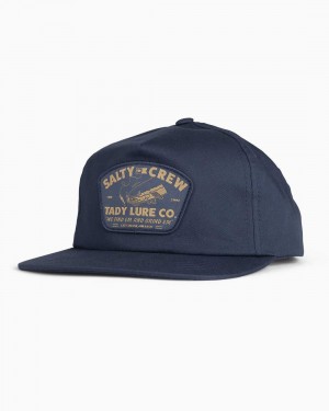 Navy Salty Crew Grind Em 5 Panel Hat | 97DNJHQOV