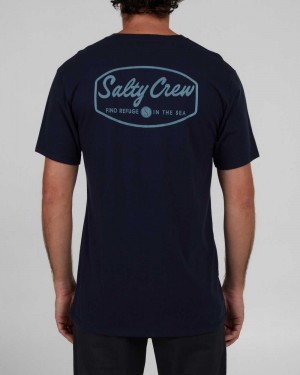 Navy Salty Crew Labeled Premium Tee | 89LPKCUNY