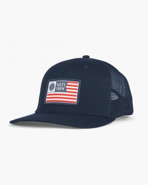 Navy Salty Crew Patriot Retro Trucker Hat | 89NQLYWEV