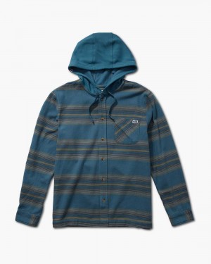 Steel Blue Salty Crew Outback Hooded Flannel | 72UAMEGQP