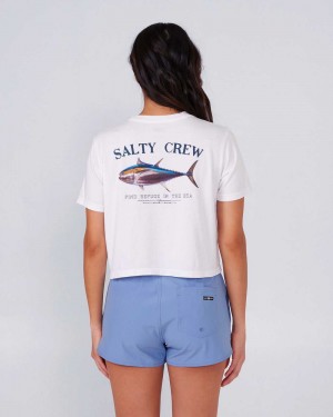 White Salty Crew Big Blue Crop Tee | 02XDLNVIS