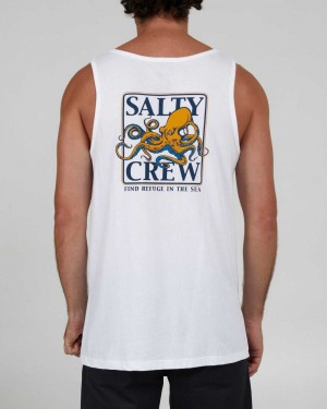 White Salty Crew Ink Slinger Tank | 89VXUTBLQ