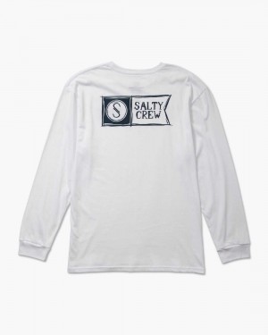 White Salty Crew Sketchy Alpha L/S Tee | 36NRAMIFJ