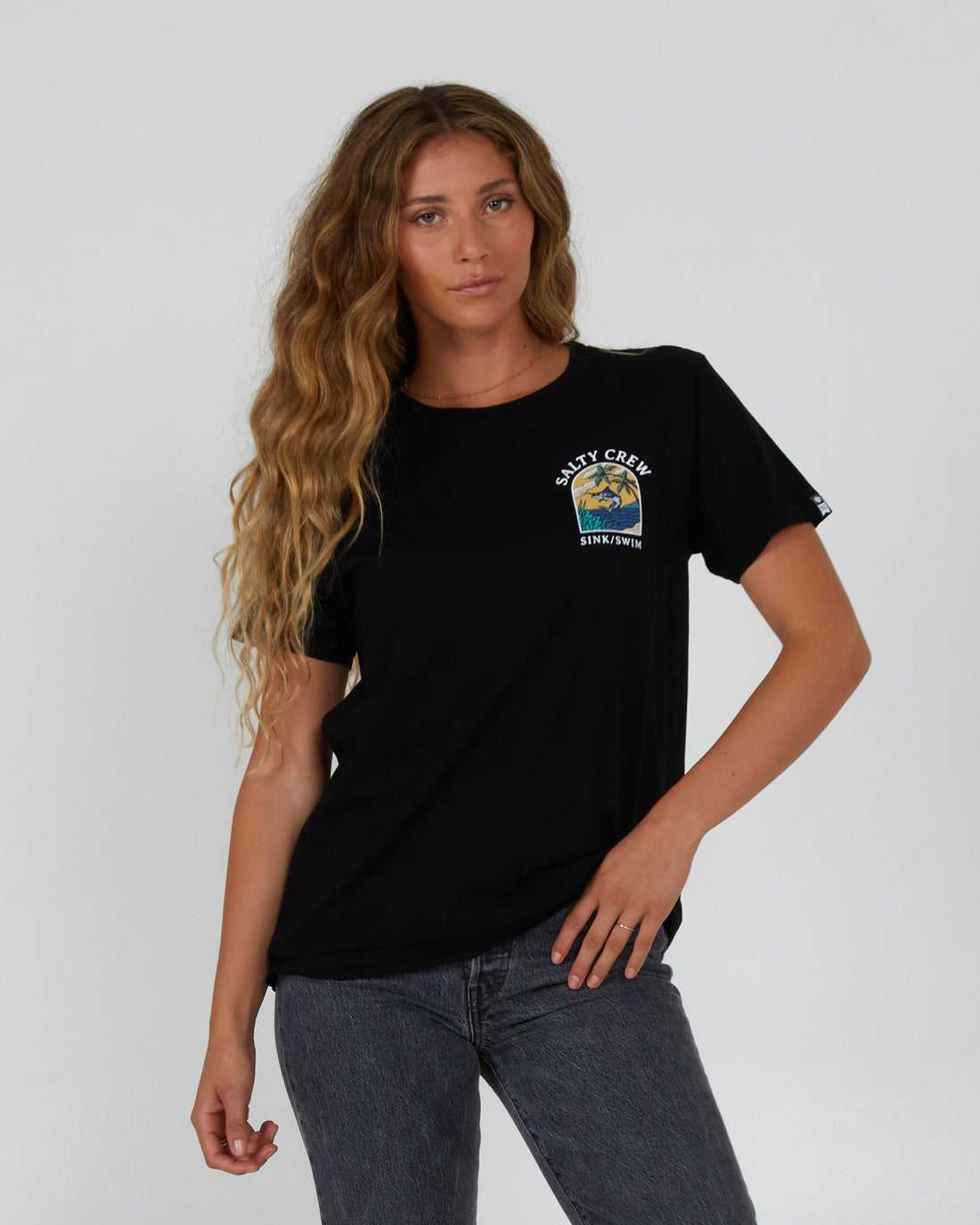 Black Salty Crew Sail Away Boyfriend Tee | 80ZUVHBSG