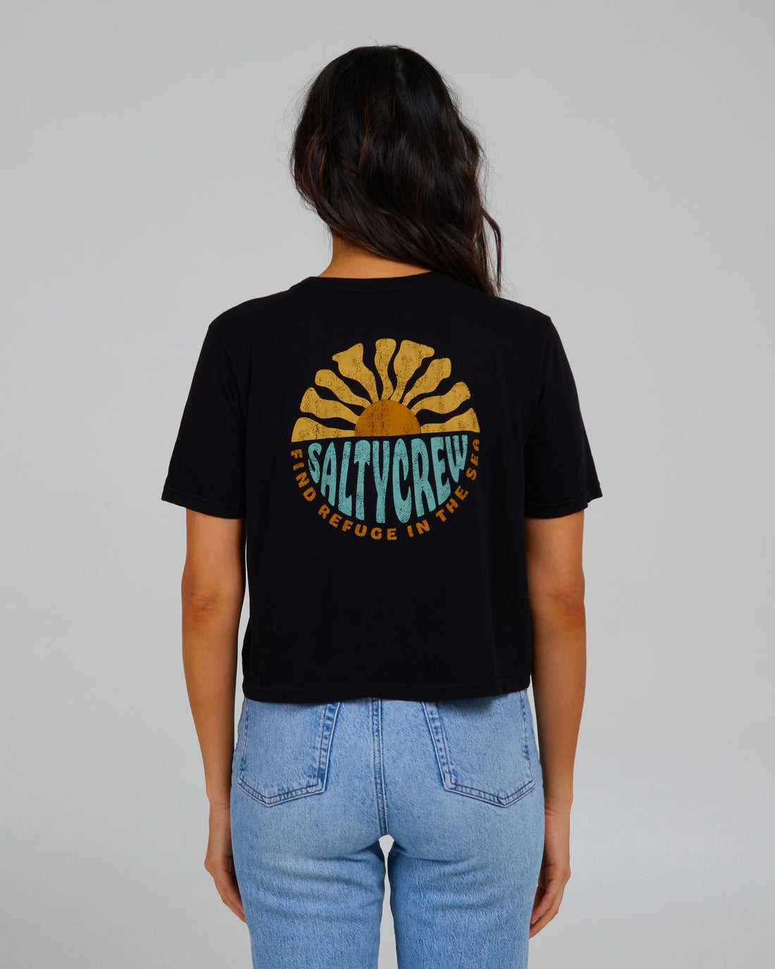 Black Salty Crew Sun Days Crop Tee | 20UDHALSQ