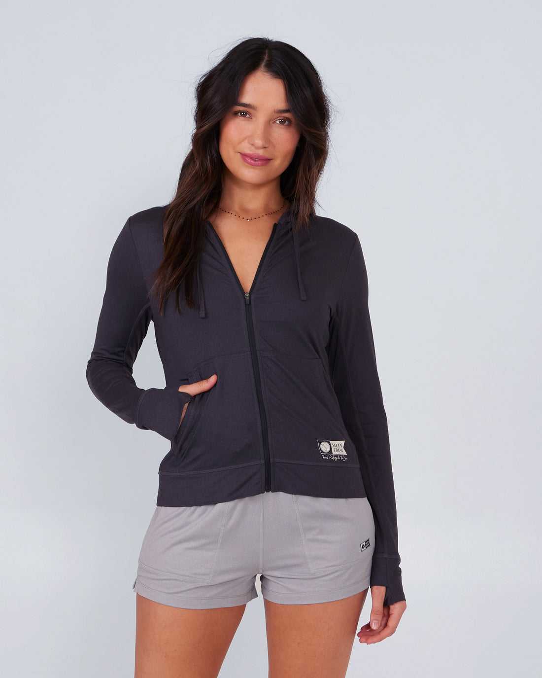 Black Salty Crew Thrill Seekers Hooded Zip | 35KCNMTGA