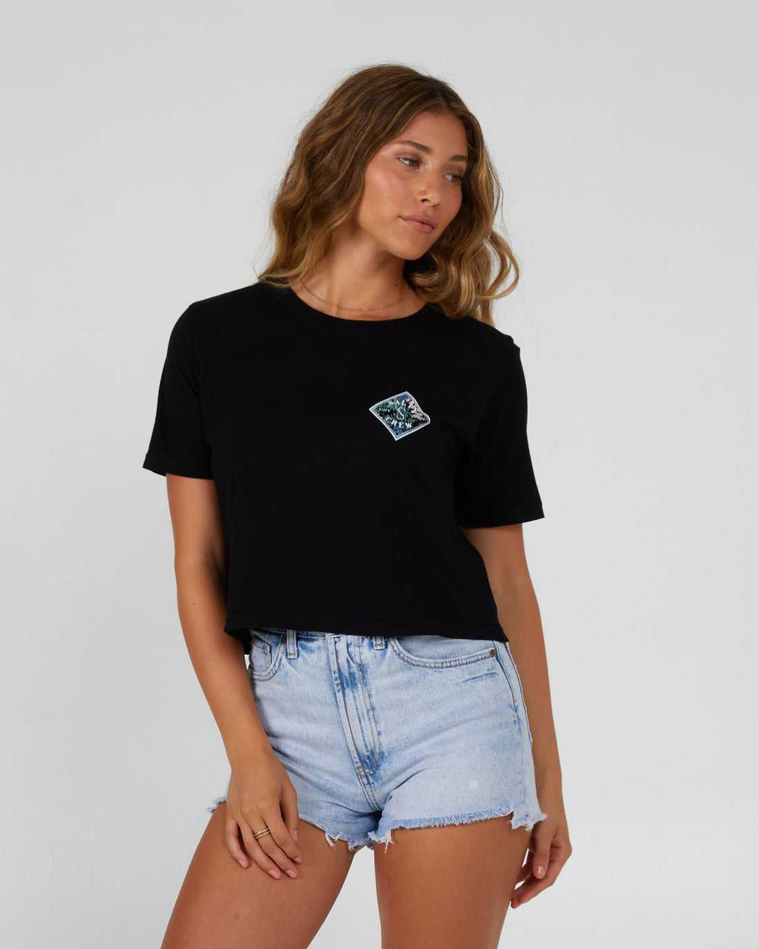 Black Salty Crew Tippet Fill Crop Tee | 87GCAYTDH