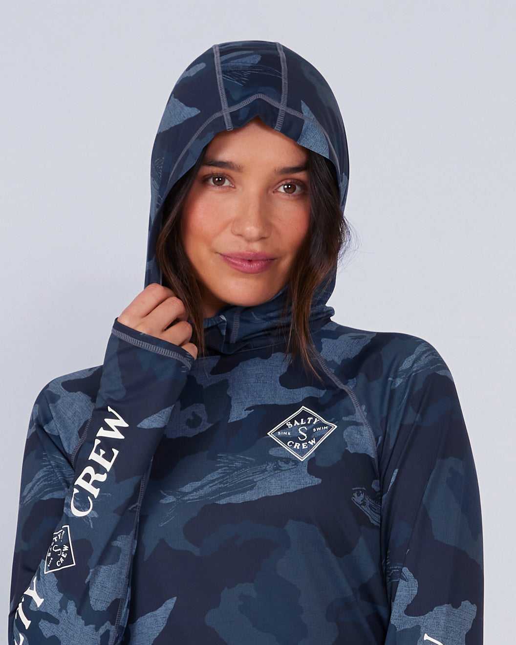 Blue Camo Salty Crew Tippet Tech Hoody | 53XLYTZPI