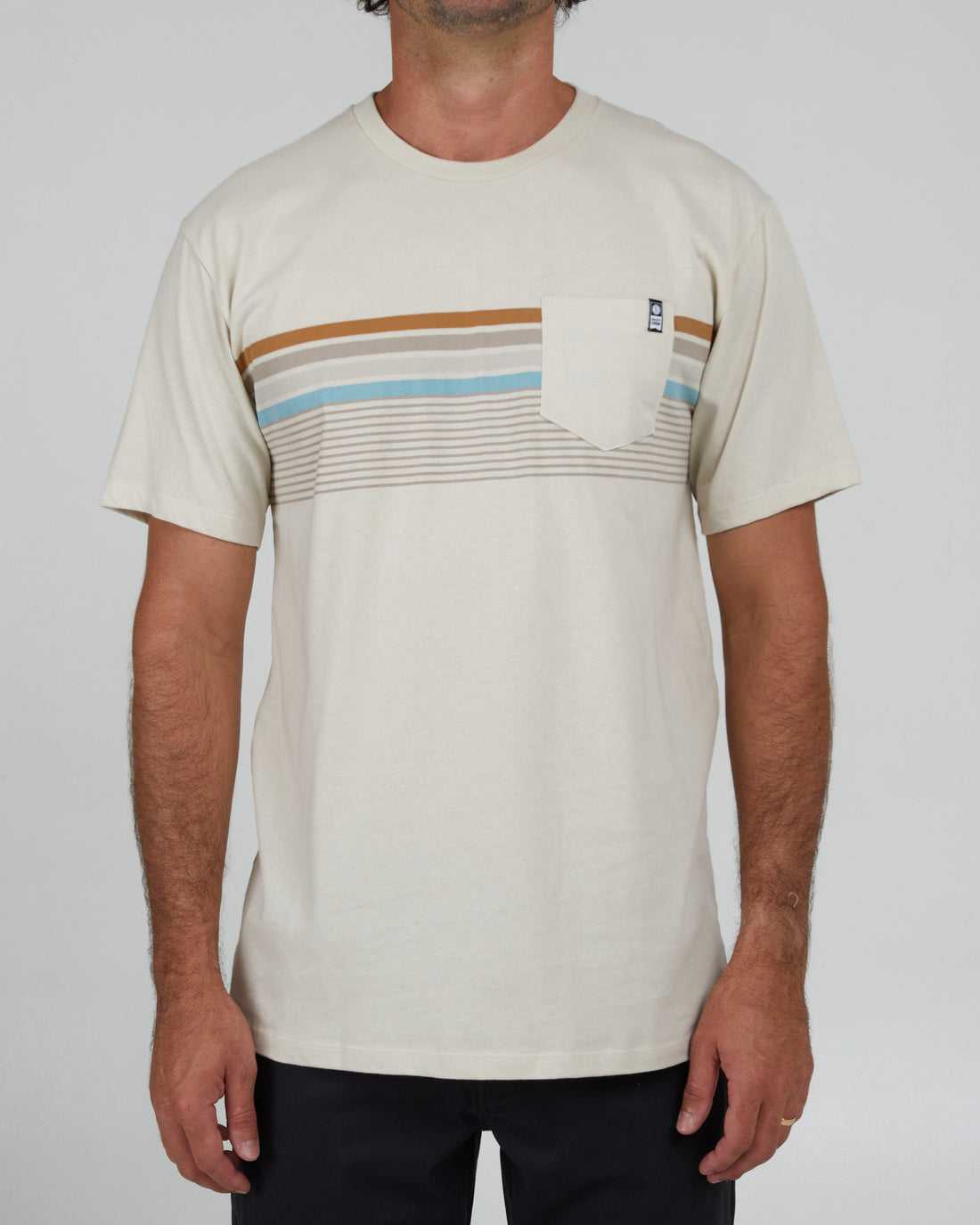 Bone Salty Crew Lineup Stripe Premium Tee | 38FAWOJYN