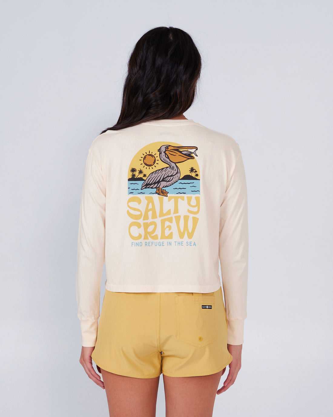 Bone Salty Crew Seaside L/S Crop | 81ZFBSLIR