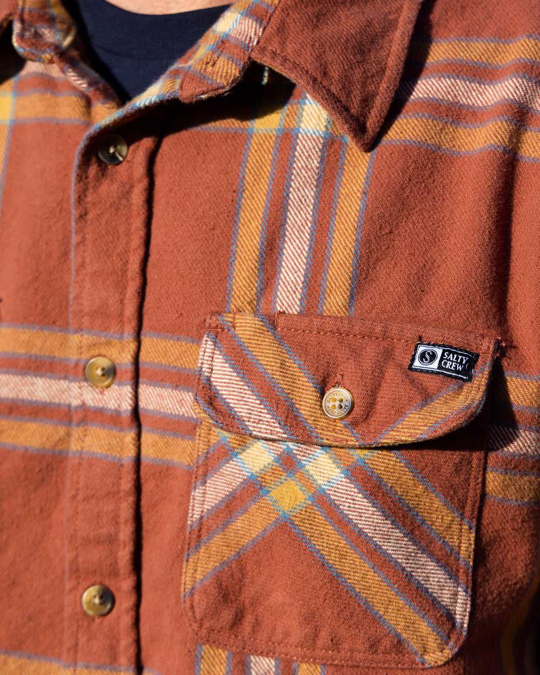 Brick Red Salty Crew Landfall Flannel | 18ENLIMGC