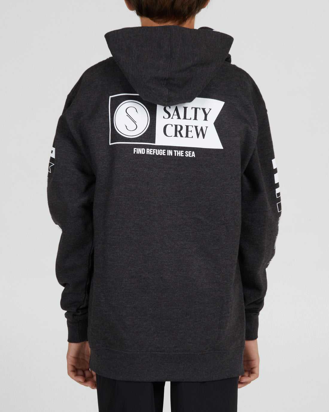 Charcoal Heather Salty Crew Alpha Flag Fleece Hoodie | 80NAXBRLF