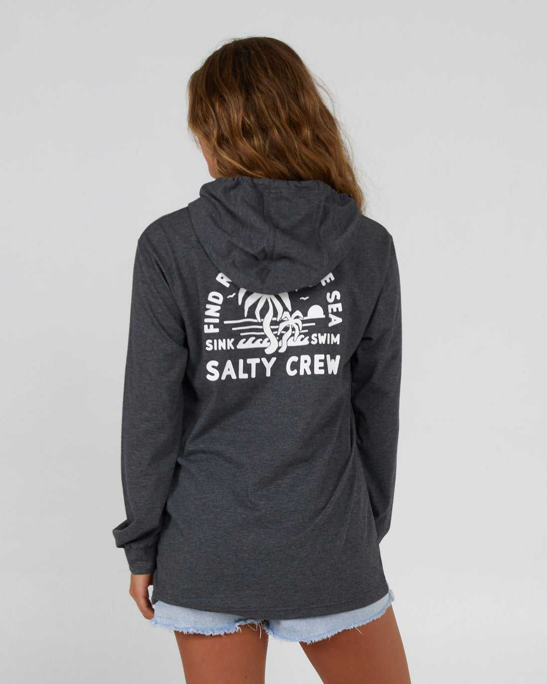 Charcoal Salty Crew Good Times Hooded Tech Tee | 78CIXTUQS