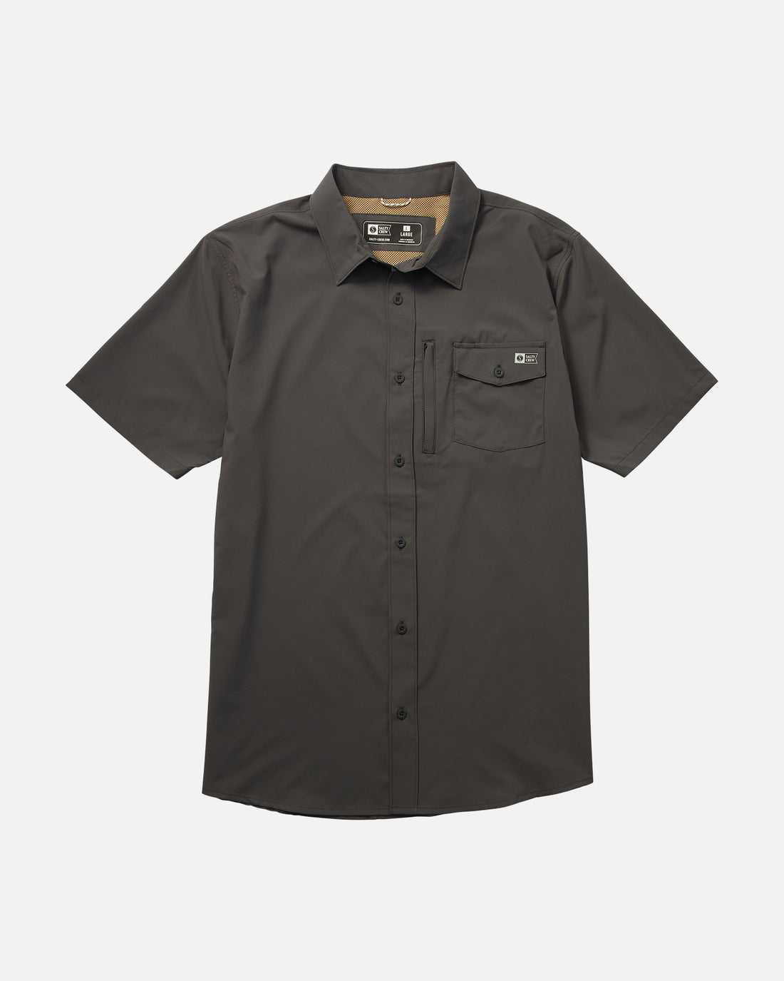 Charcoal Salty Crew Offshore S/S Tech Woven | 79LUBAXDP