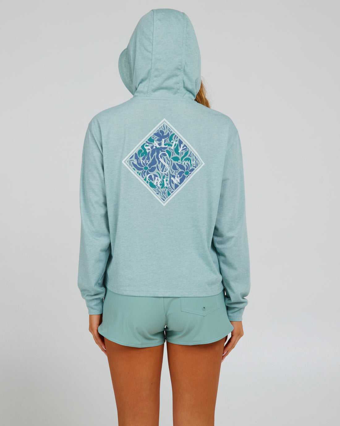 Cloud Blue Salty Crew Floral Tippet Tech Hoody | 10KLQFDPE