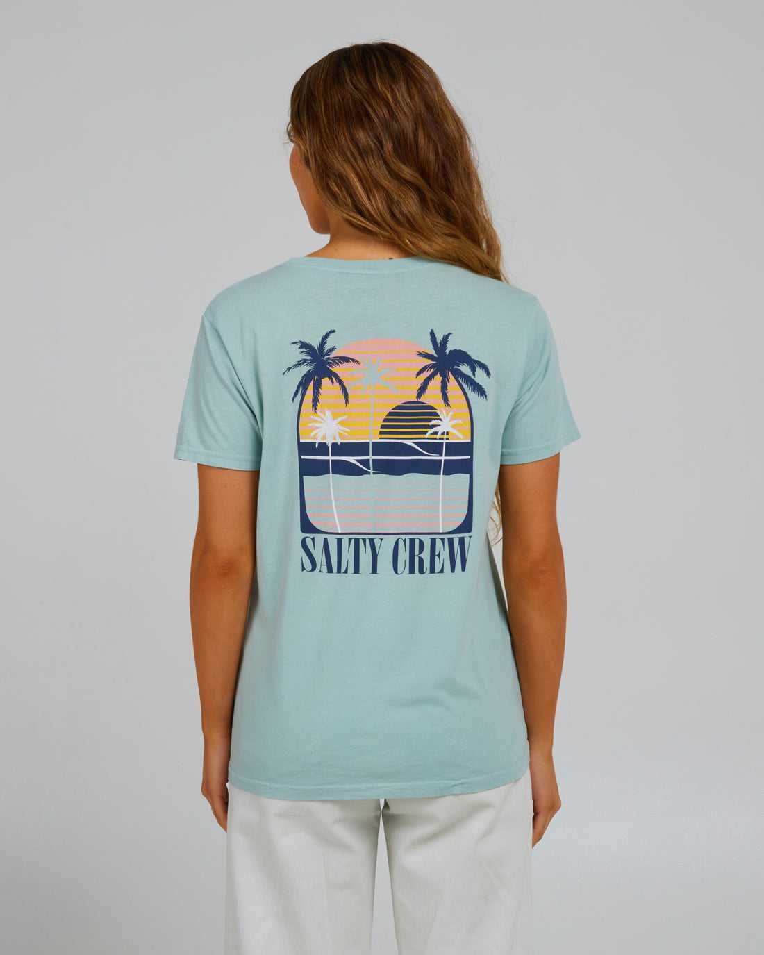 Cloud Blue Salty Crew Shades Boyfriend Tee | 91XJONUDB