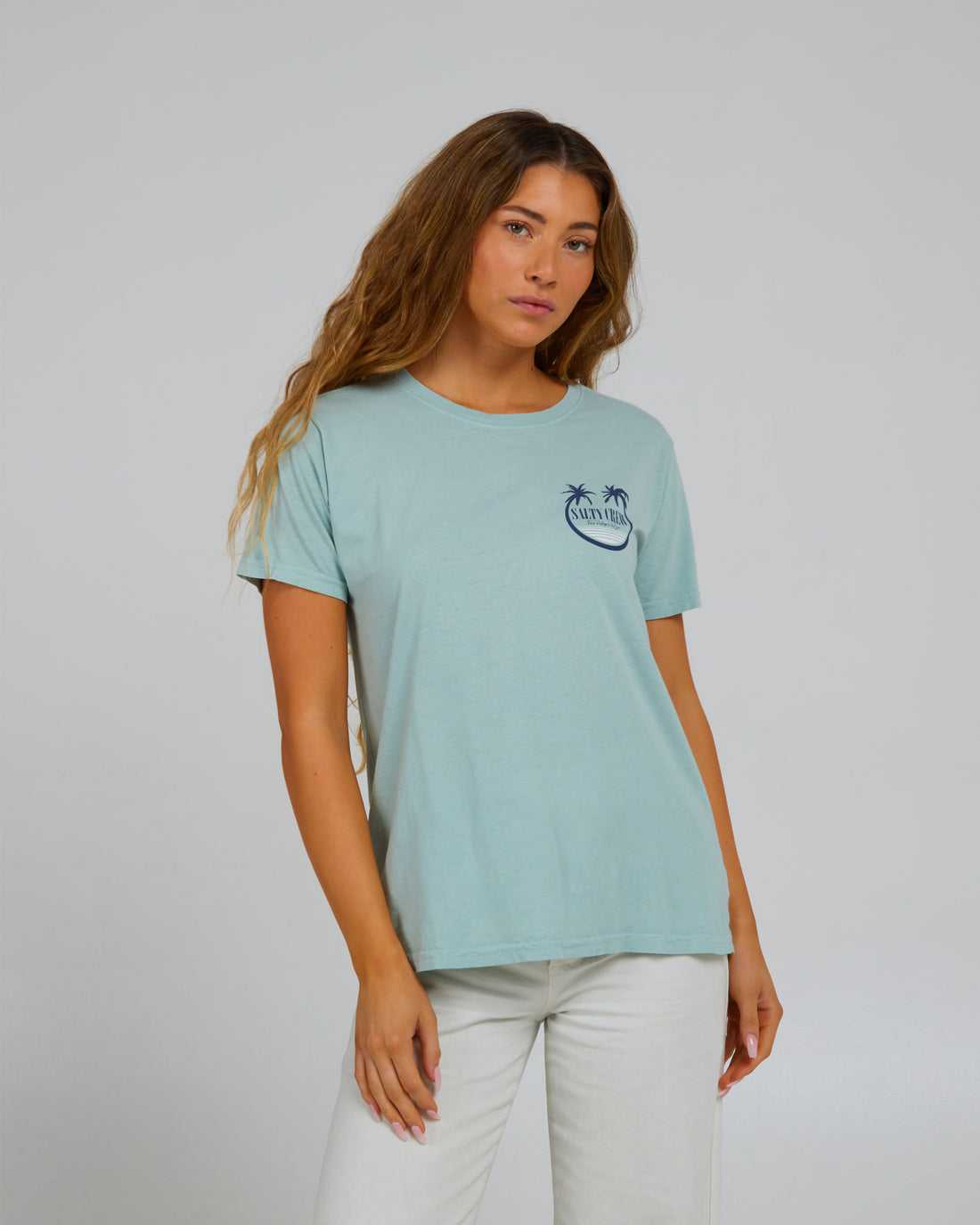 Cloud Blue Salty Crew Shades Boyfriend Tee | 91XJONUDB