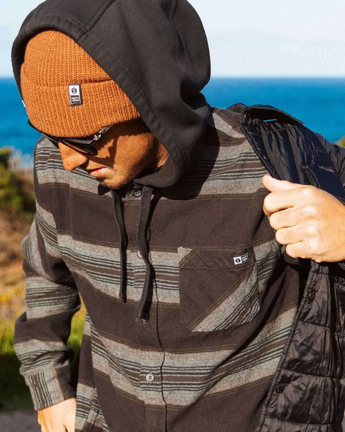 Coal Salty Crew Outback Hooded Flannel | 78WDBITLZ