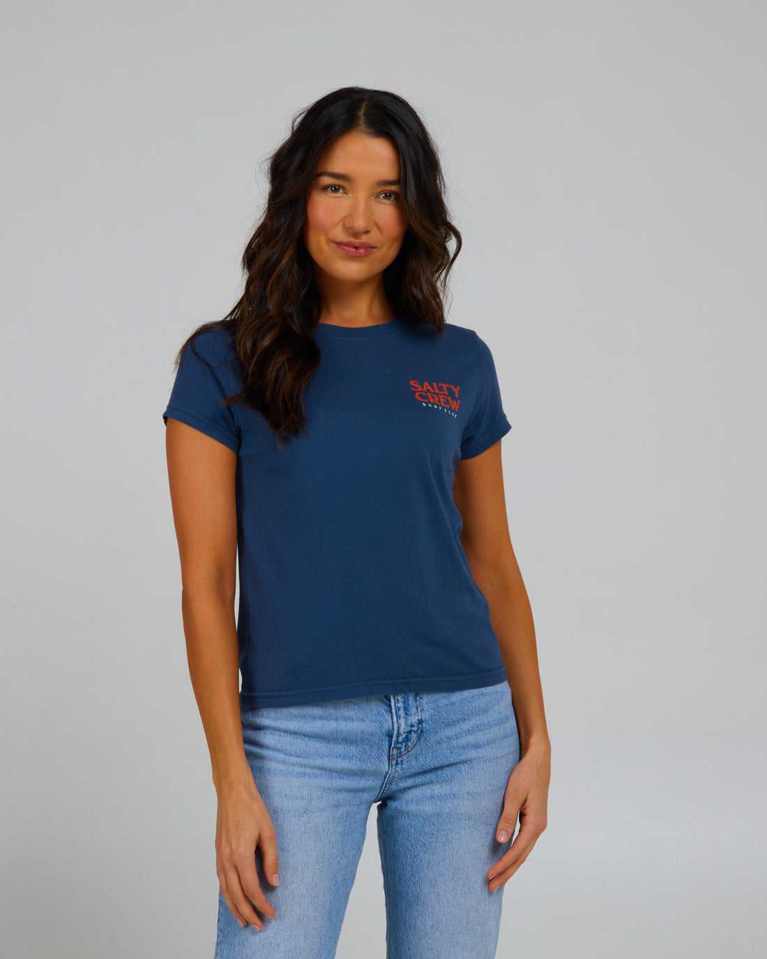 Denim Salty Crew Surf Check Modern Tee | 94WQSPDXU