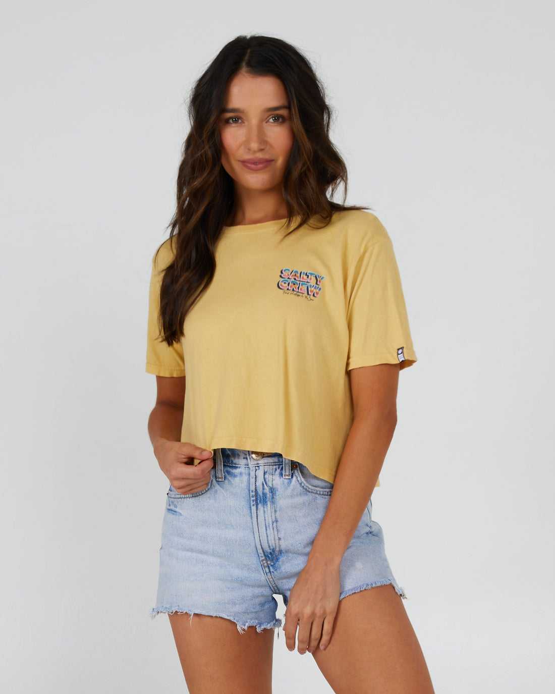 Dusty Gold Salty Crew Summertime Crop Tee | 47DZUNAWS