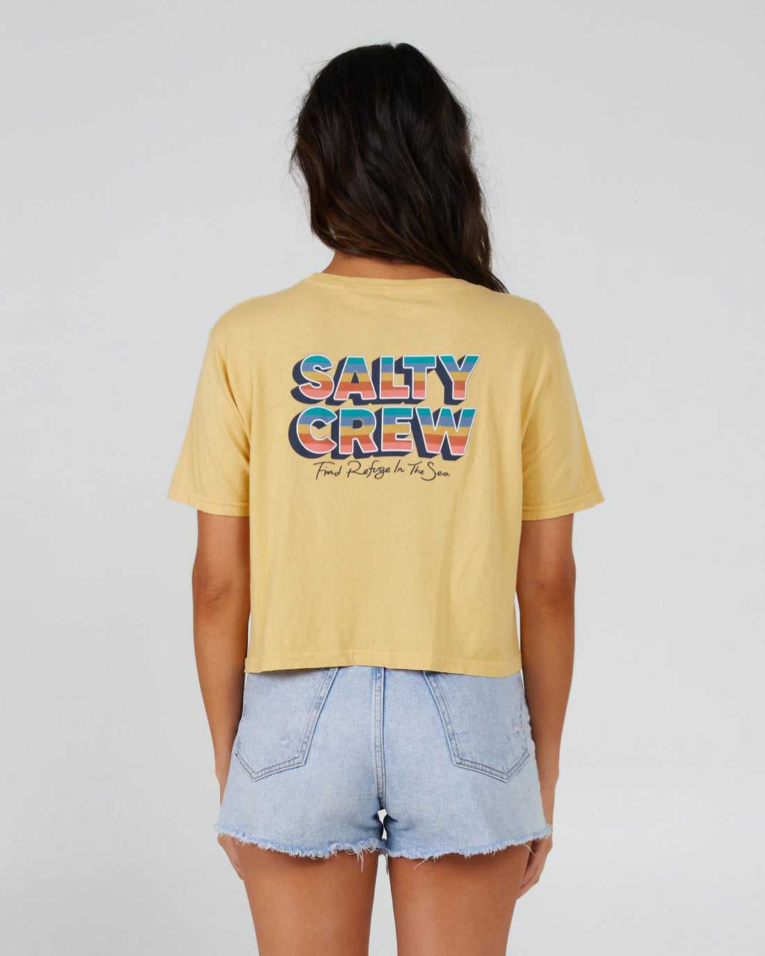 Dusty Gold Salty Crew Summertime Crop Tee | 47DZUNAWS