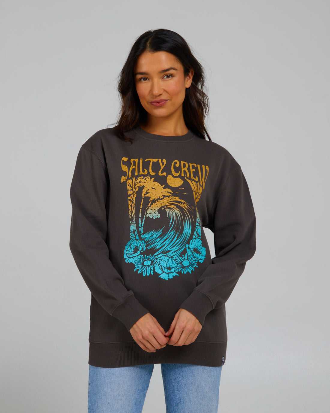 Faded Black Salty Crew Big Wave Crew | 93IBHFZGY