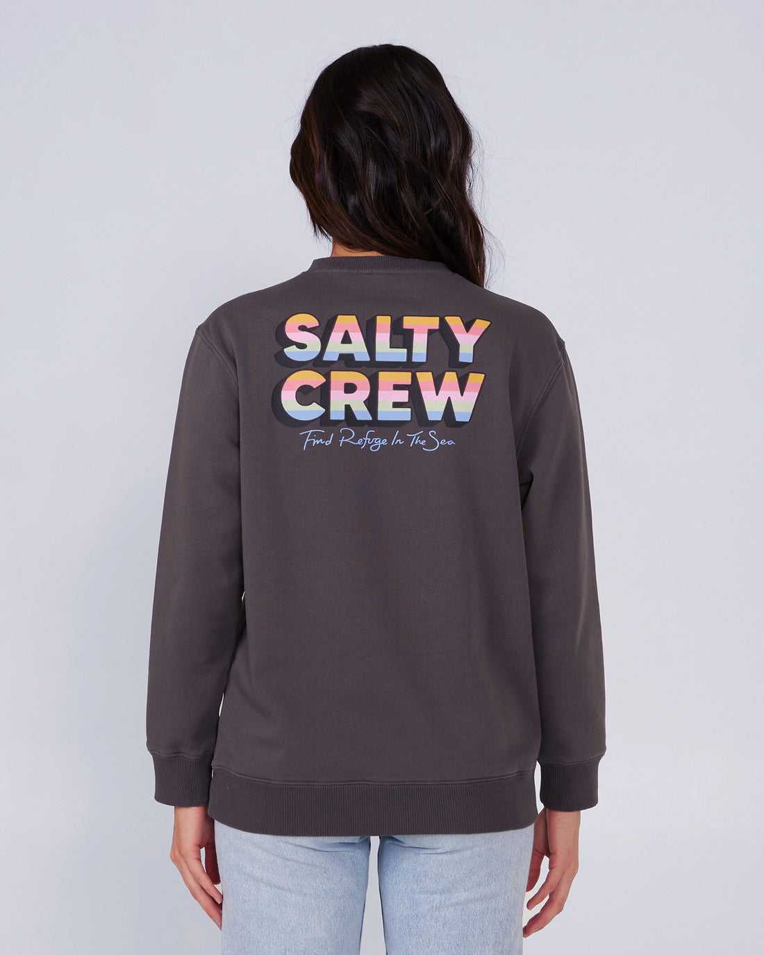 Faded Black Salty Crew Summertime Premium Crew | 60KCRXANY