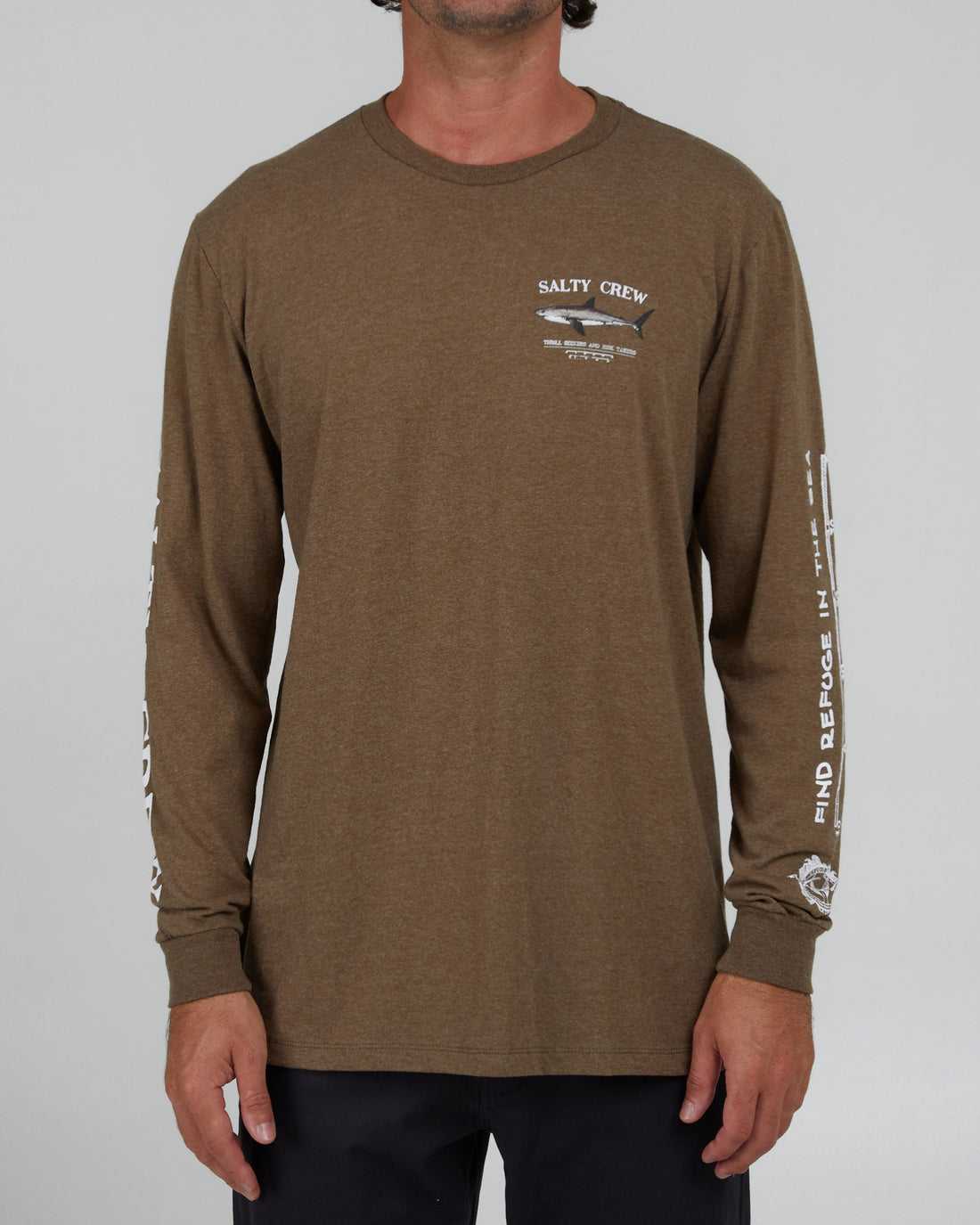 MOCHA HEATHER Salty Crew Bruce Classic L/S Tee | 45EHDNSTW