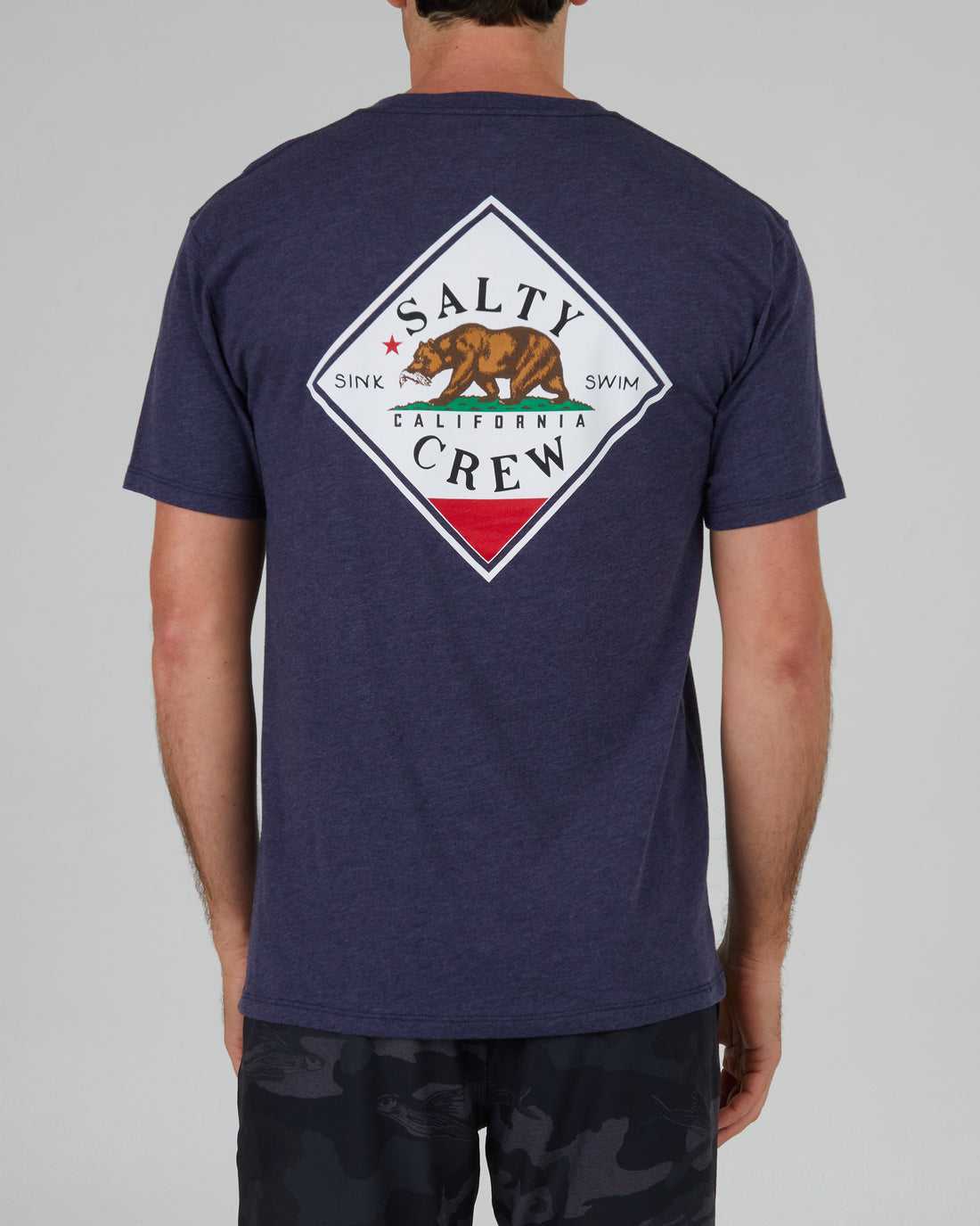 Navy Heather Salty Crew Tippet Cali Premium Tee | 46TEAYNKH