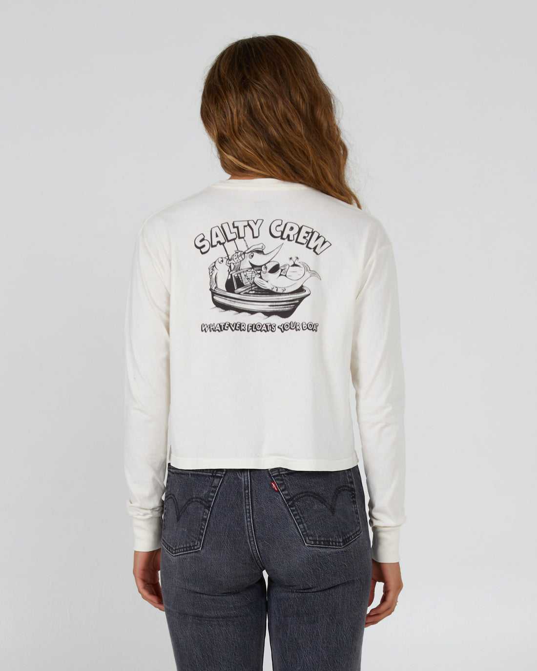 Off White Salty Crew Floats Your Boat L/S Crop | 63FJDZQKN