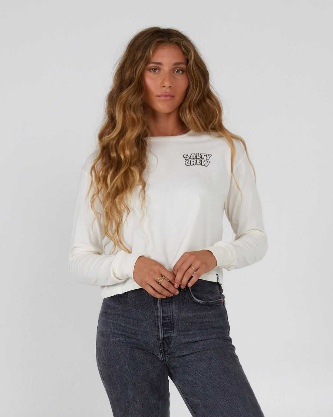 Off White Salty Crew Floats Your Boat L/S Crop | 63FJDZQKN