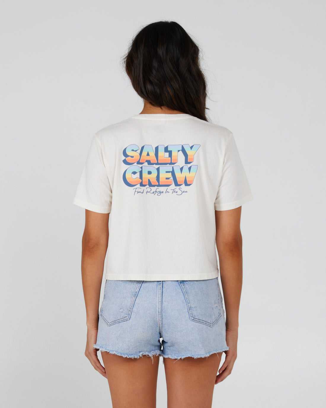 Off White Salty Crew Summertime Crop Tee | 39DBQTRFG