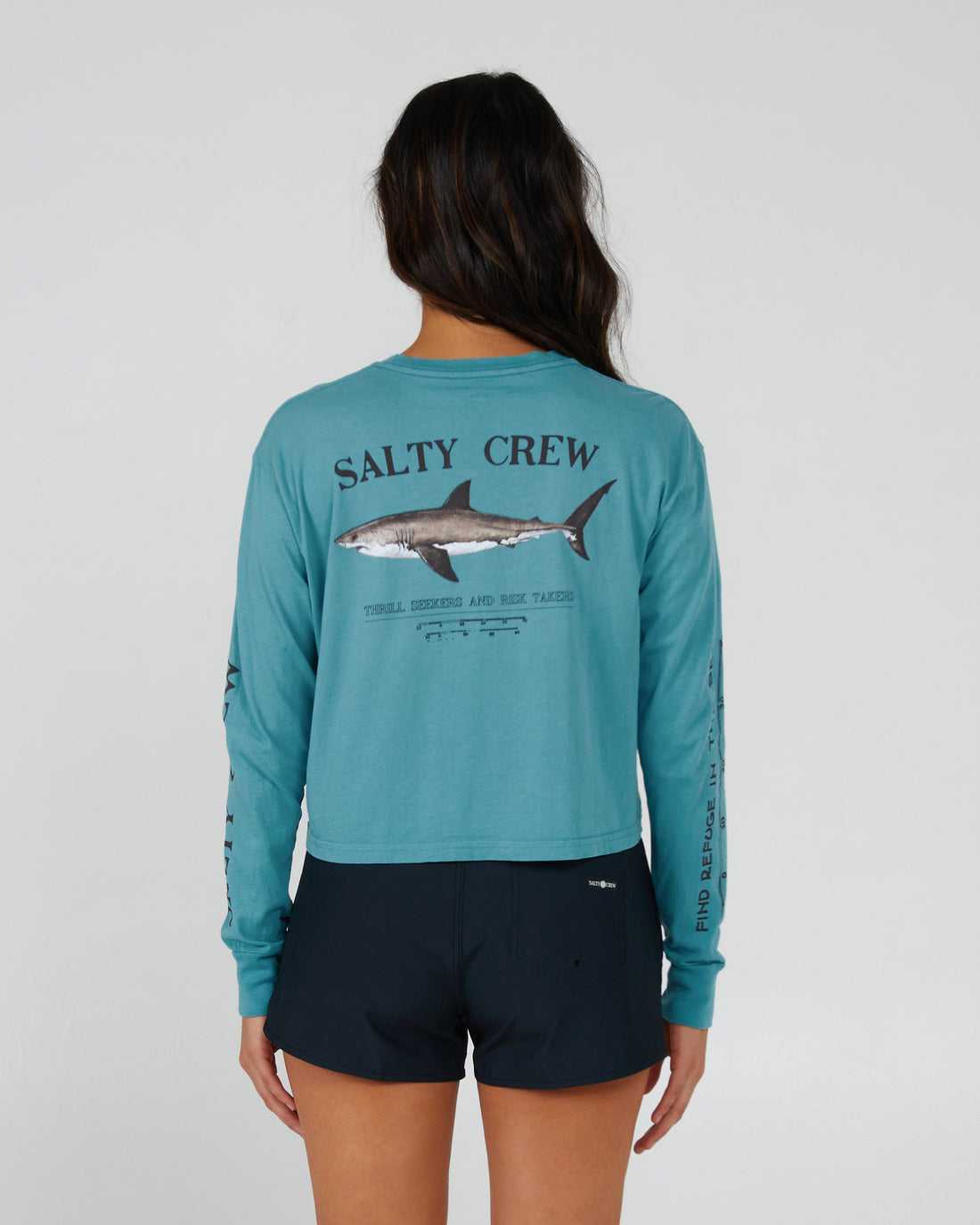 Sea Green Salty Crew Bruce L/S Crop | 31LUXPGNJ