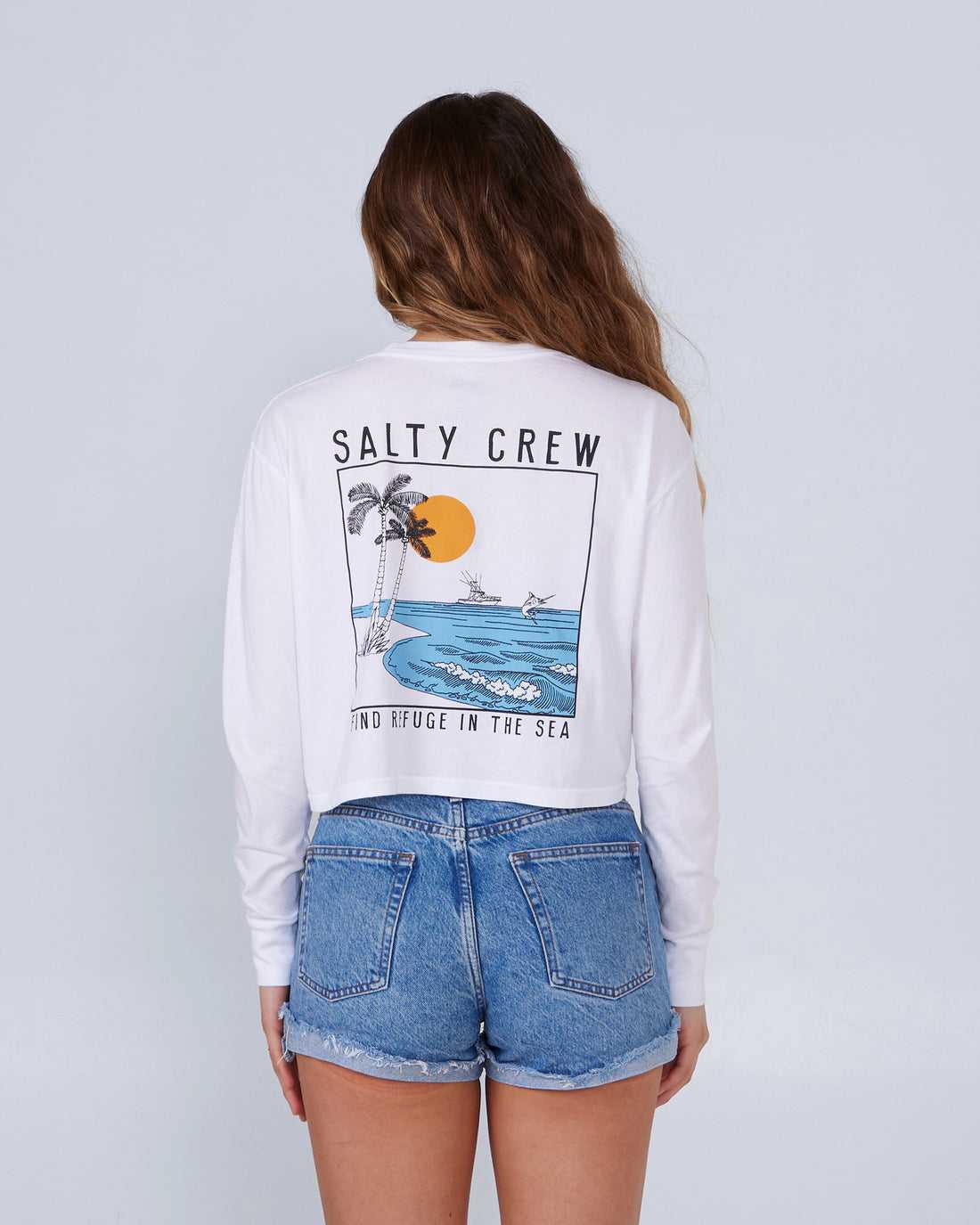 White Salty Crew The Good Life L/S Crop | 34JMKNLVH